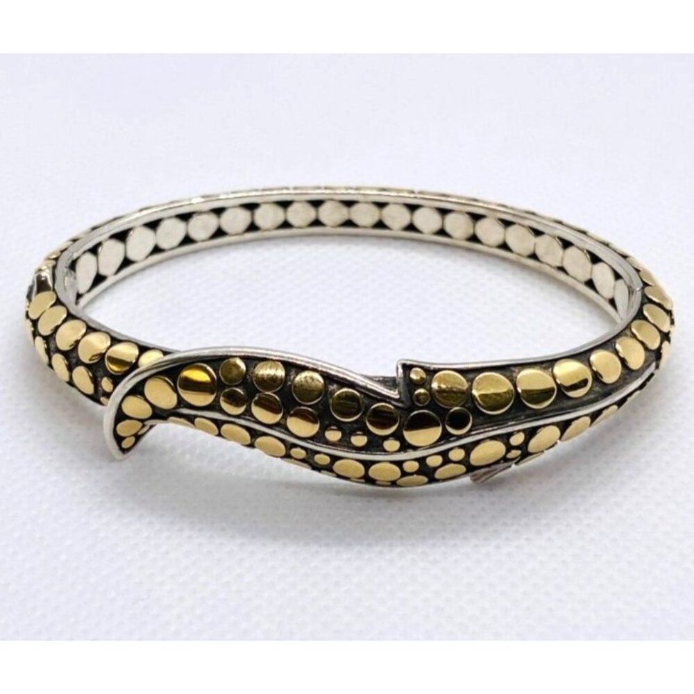 John Hardy Sterling Silver 18K 750 Yellow Gold Dot  Bracelet 6.25"